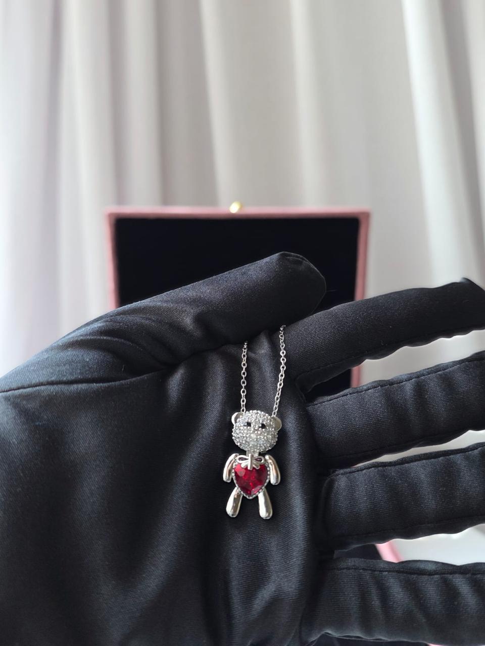 Ruby Teddy Pendant Chain