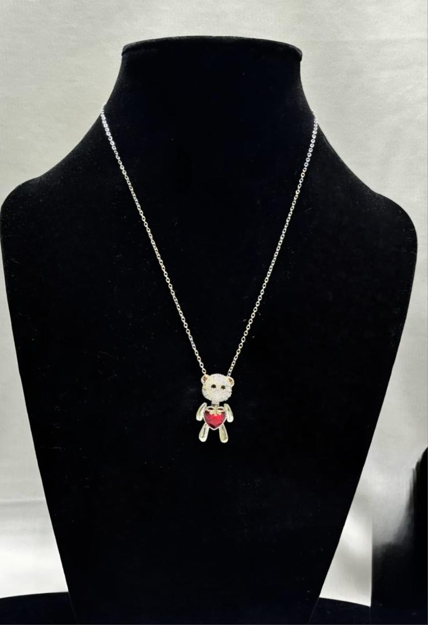 Ruby Teddy Pendant Chain