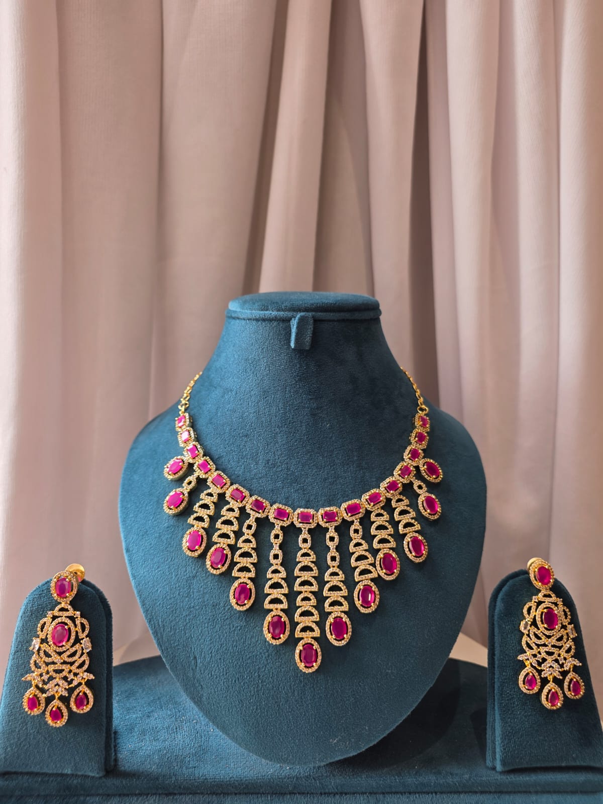 Ruby Cascade Necklace Set