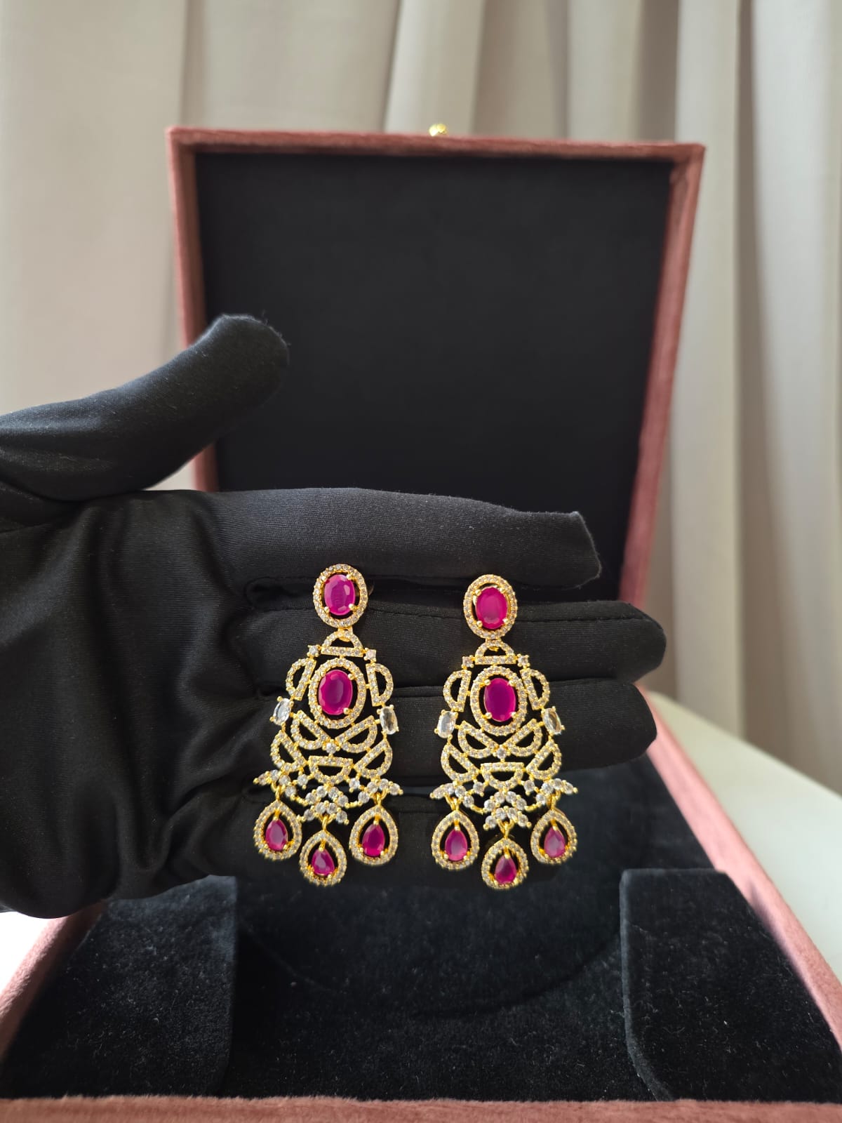 Ruby Cascade Necklace Set