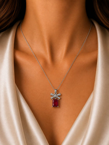 Ruby Bow Pendant Chain