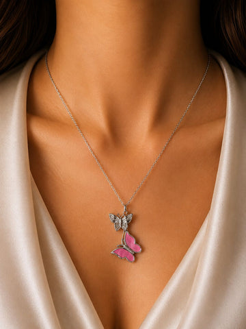 Pink butterfly Pendant Chain