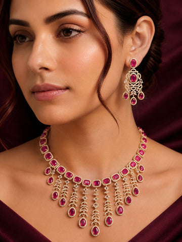 Ruby Cascade Necklace Set