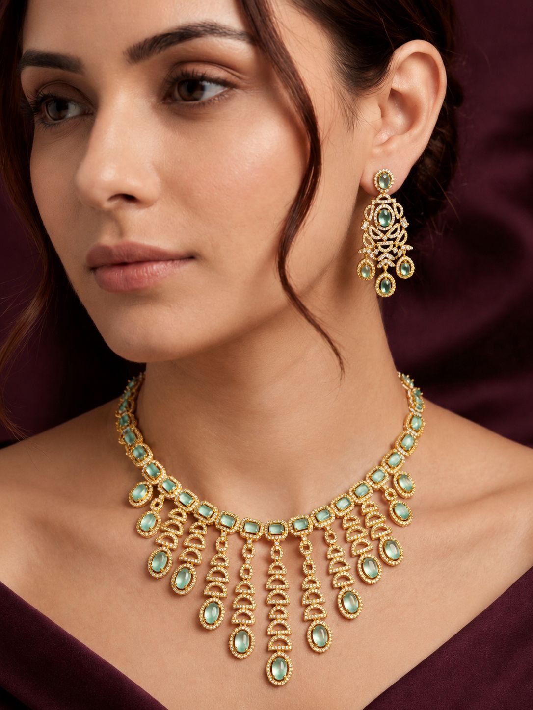 Mint Cascade Necklace Set