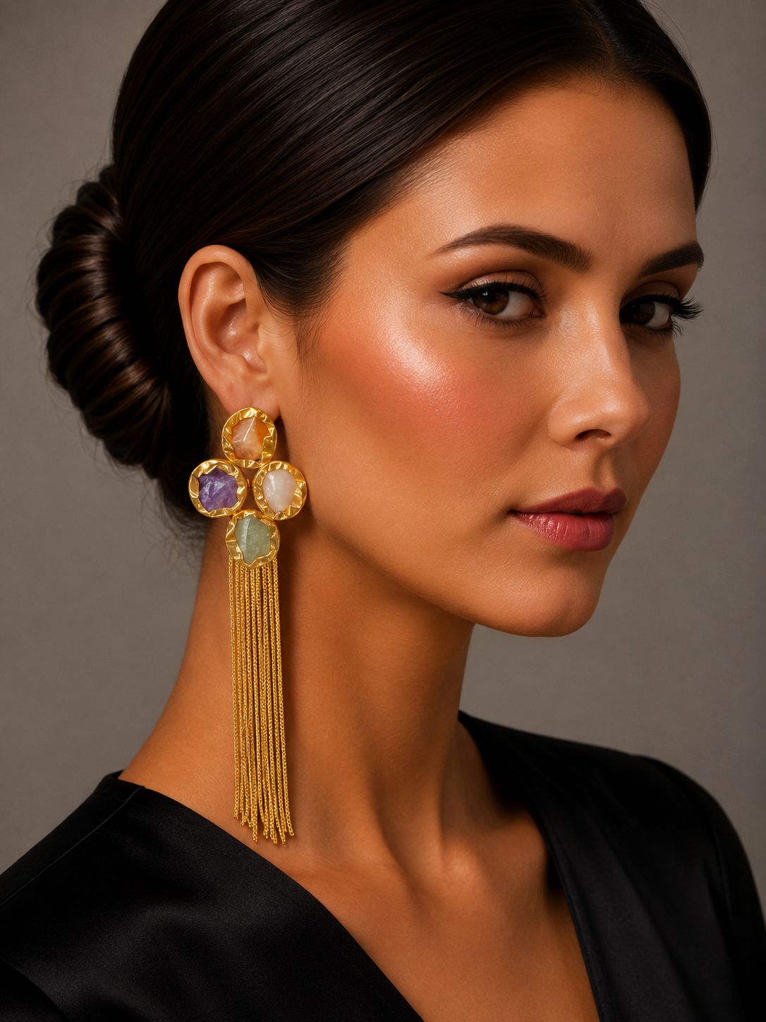 Aurora Tassel Gemstone Earrings