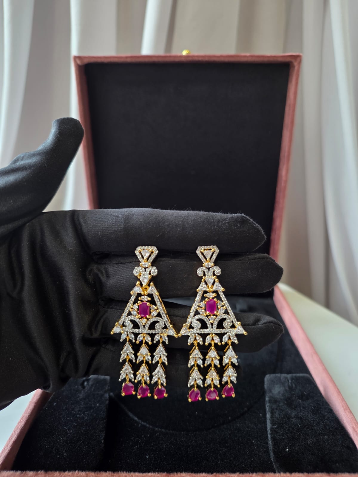 Ruby Royale Chandelier Earrings