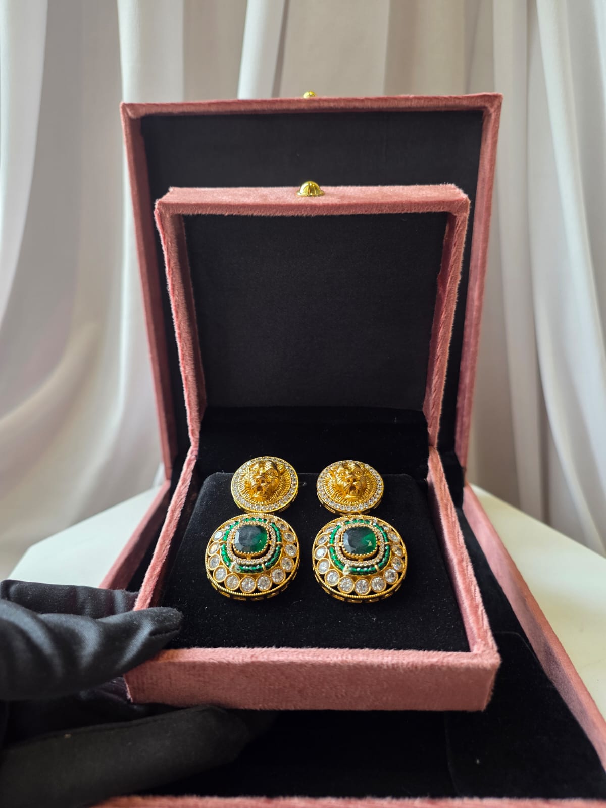 Emerald Majesty Lion Earrings