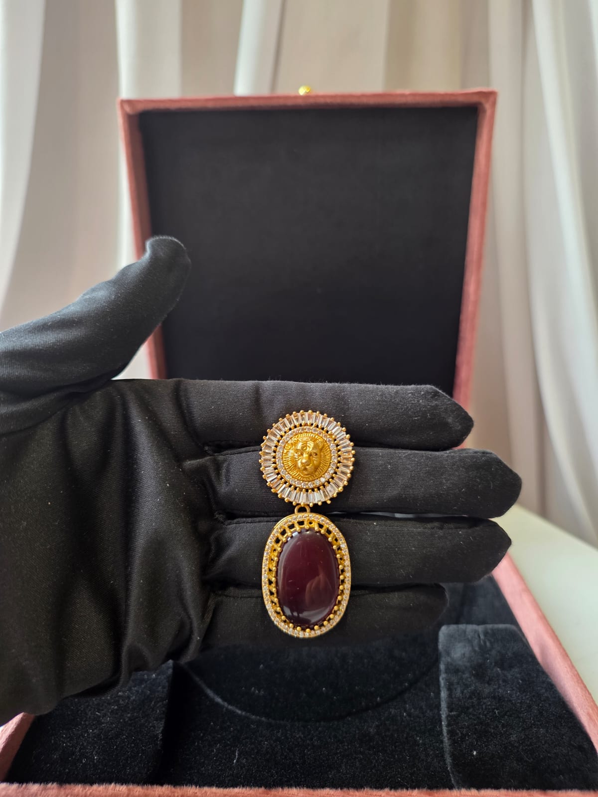 Dazzling Maroon Sher Earrings