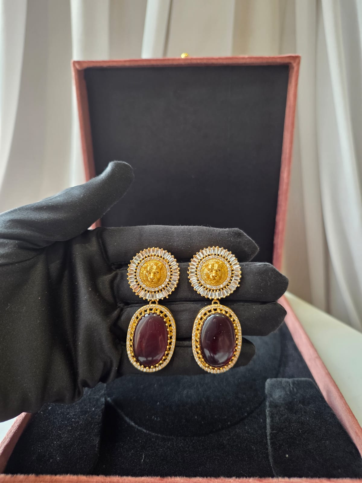Dazzling Maroon Sher Earrings