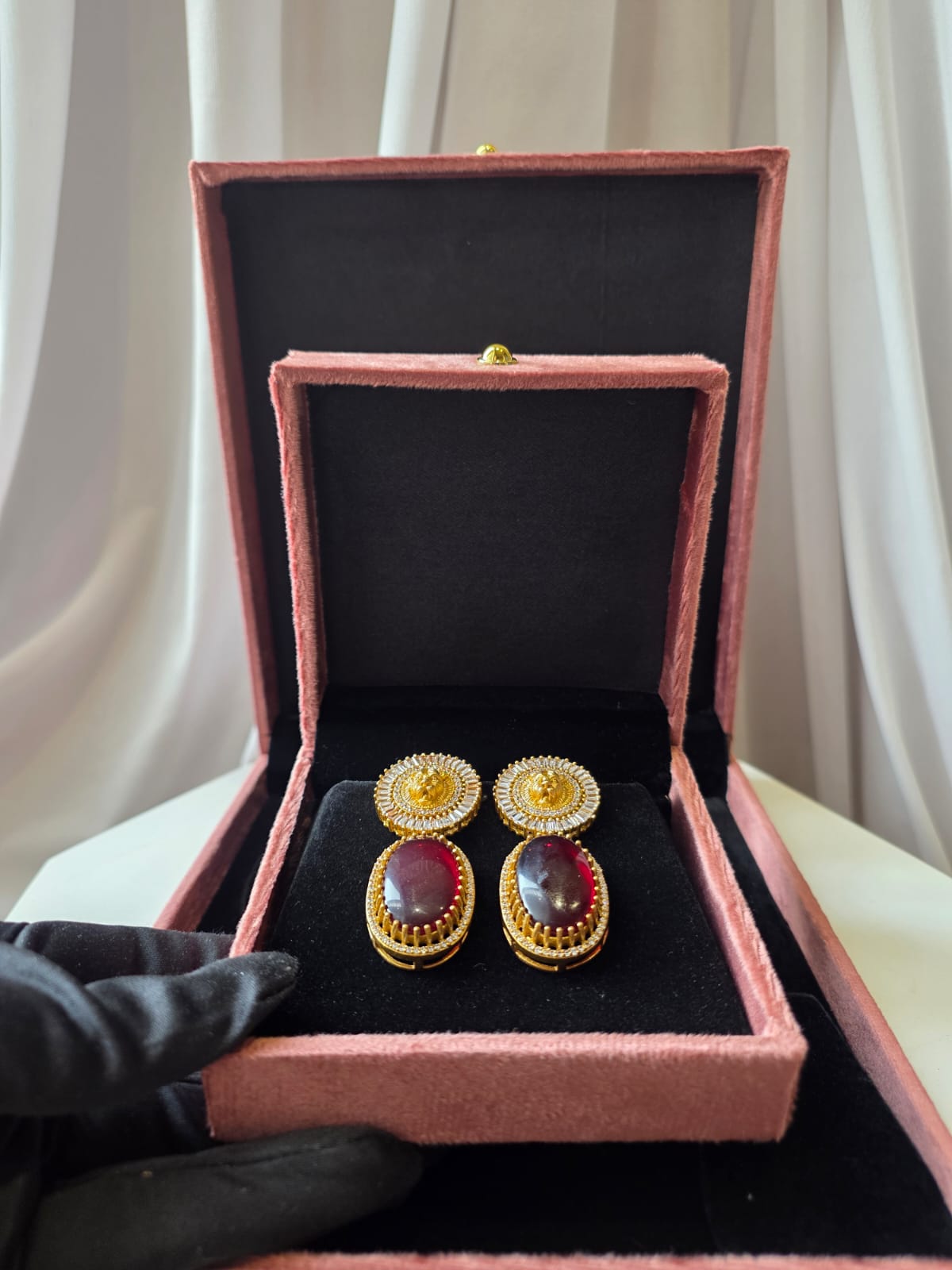 Dazzling Maroon Sher Earrings