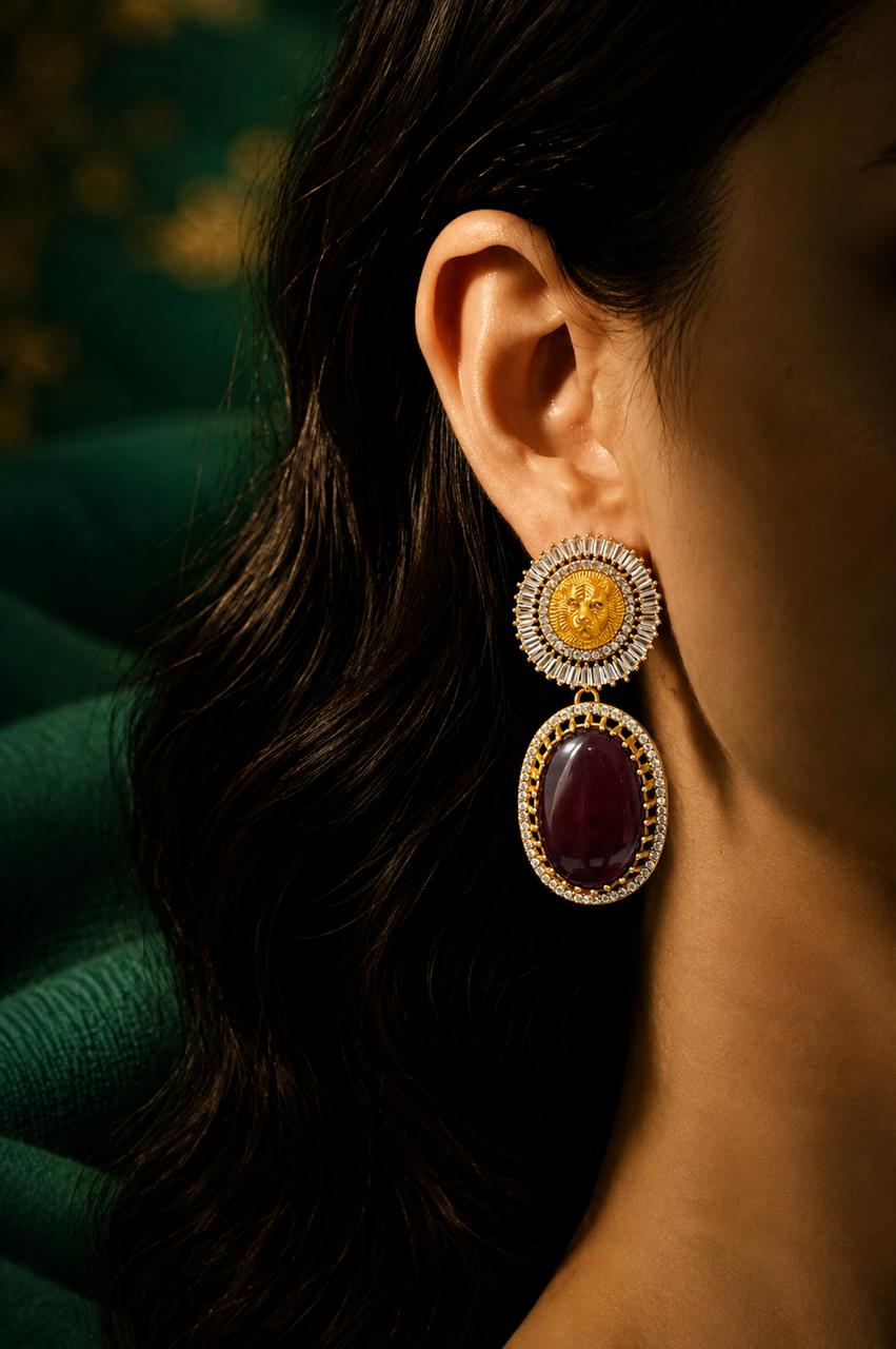Dazzling Maroon Sher Earrings