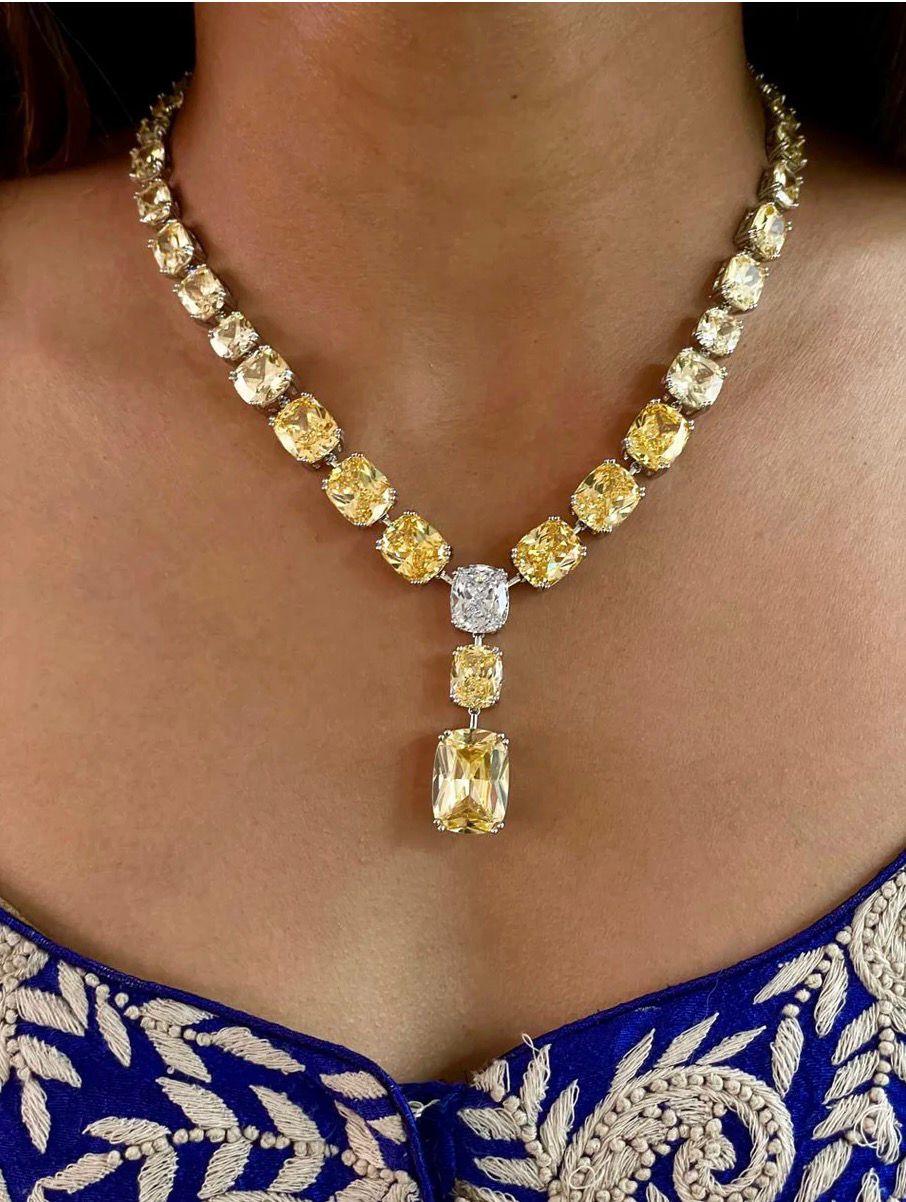 Regal Canary Diamond Layered Necklace Set