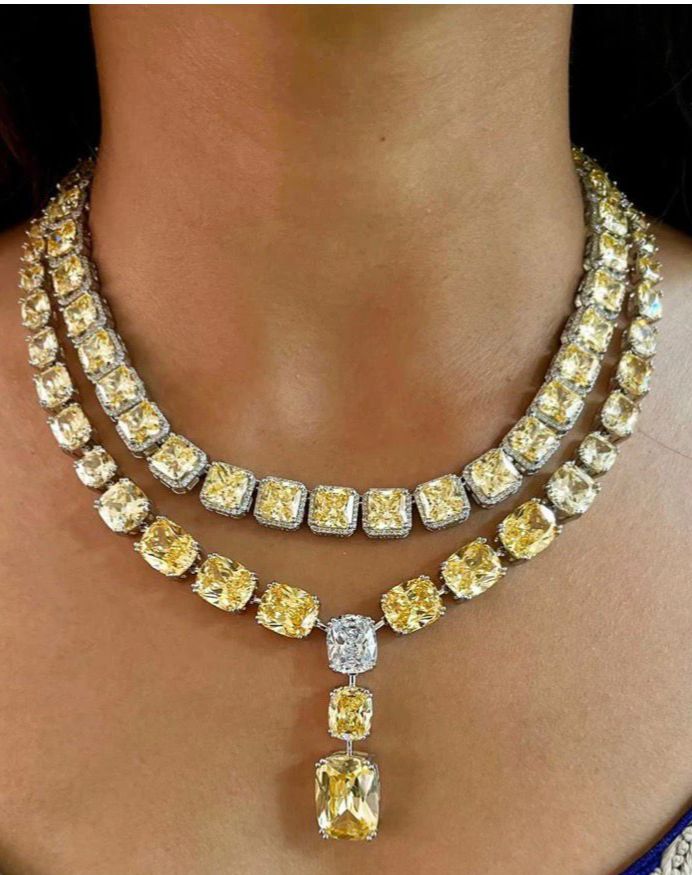 Regal Canary Diamond Layered Necklace Set