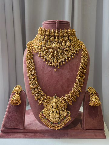Royal Lakshmiji Gold Double Layered Temple Necklace Se