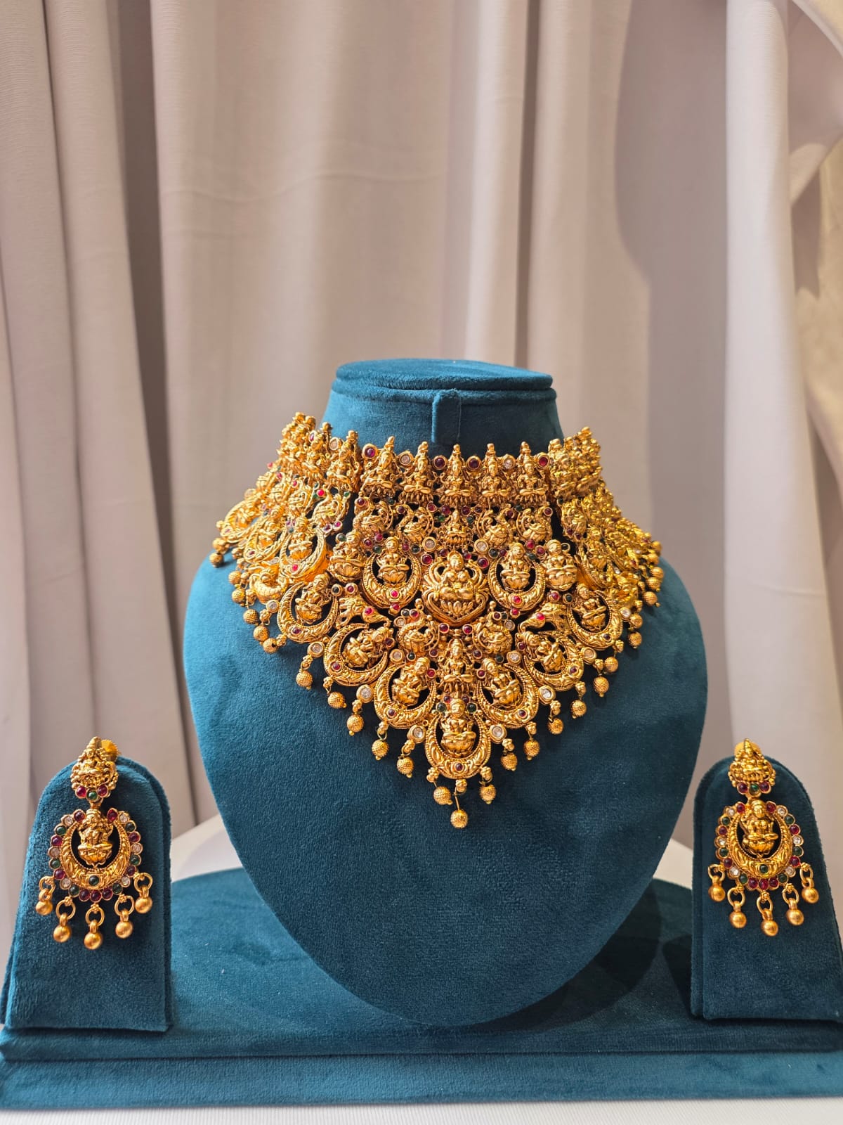 Royal Lakshmiji Gold Double Layered Temple Necklace Se