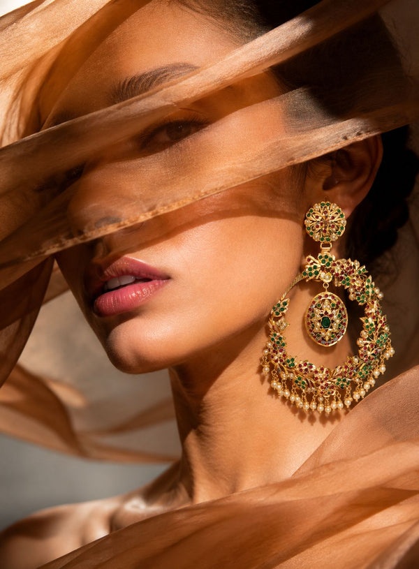 Gulrukh Jadau Chandbali Earrings