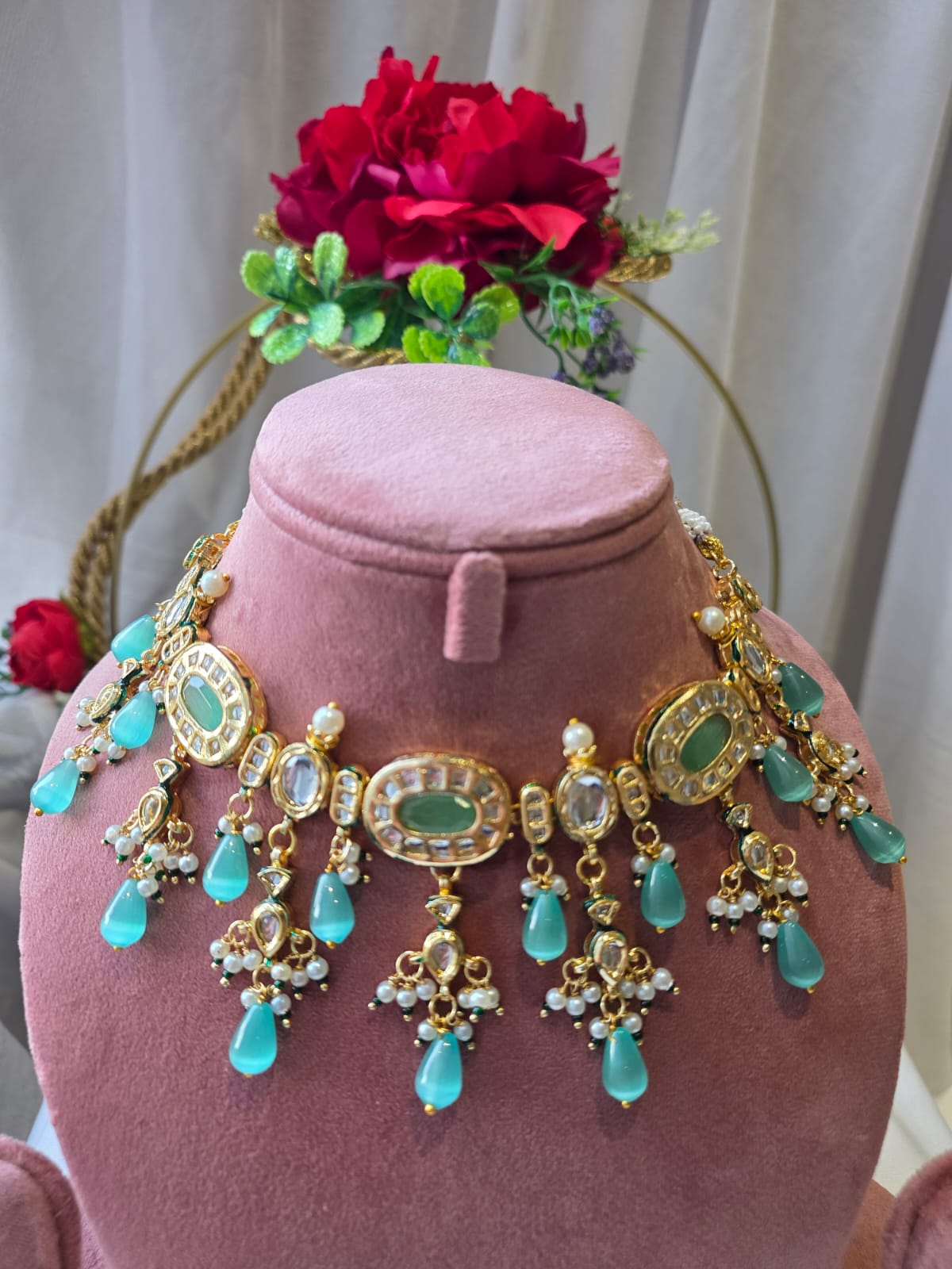 Suraya Mint Meenakari Necklace Set