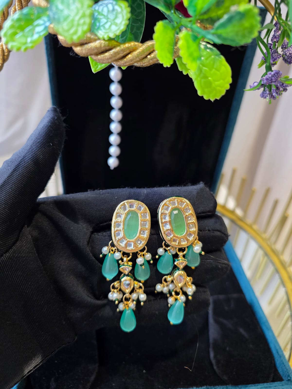 Suraya Mint Meenakari Necklace Set