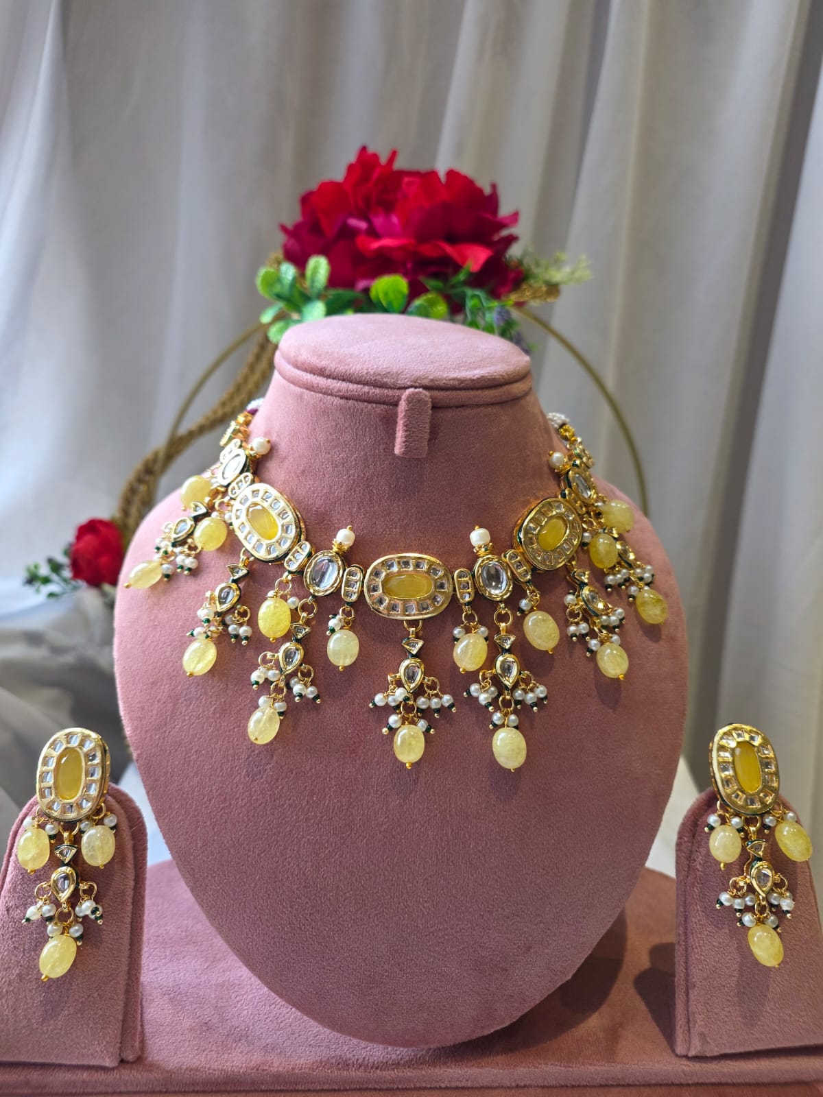 Suraya Citrine Meenakari Necklace Set