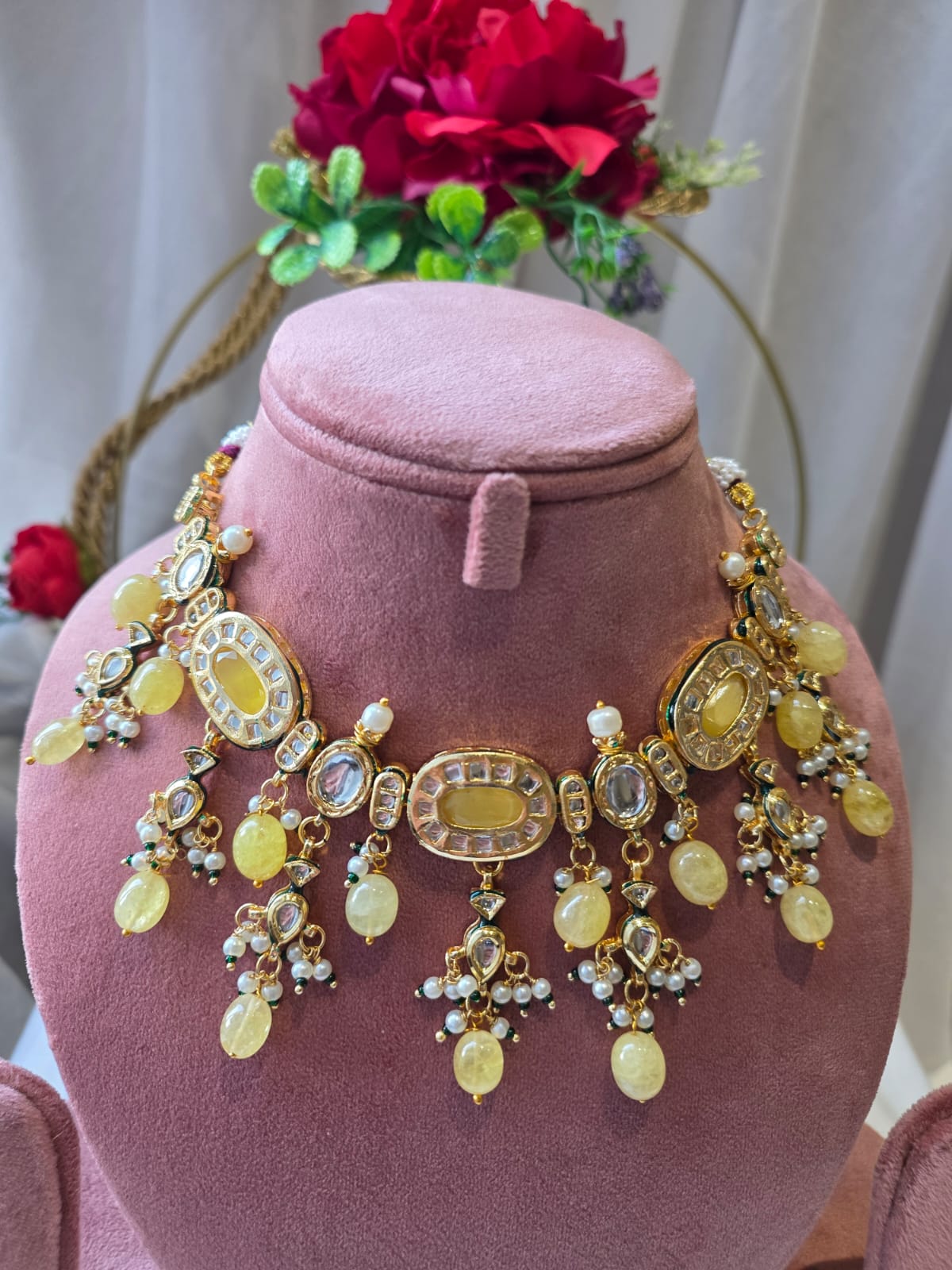 Suraya Citrine Meenakari Necklace Set