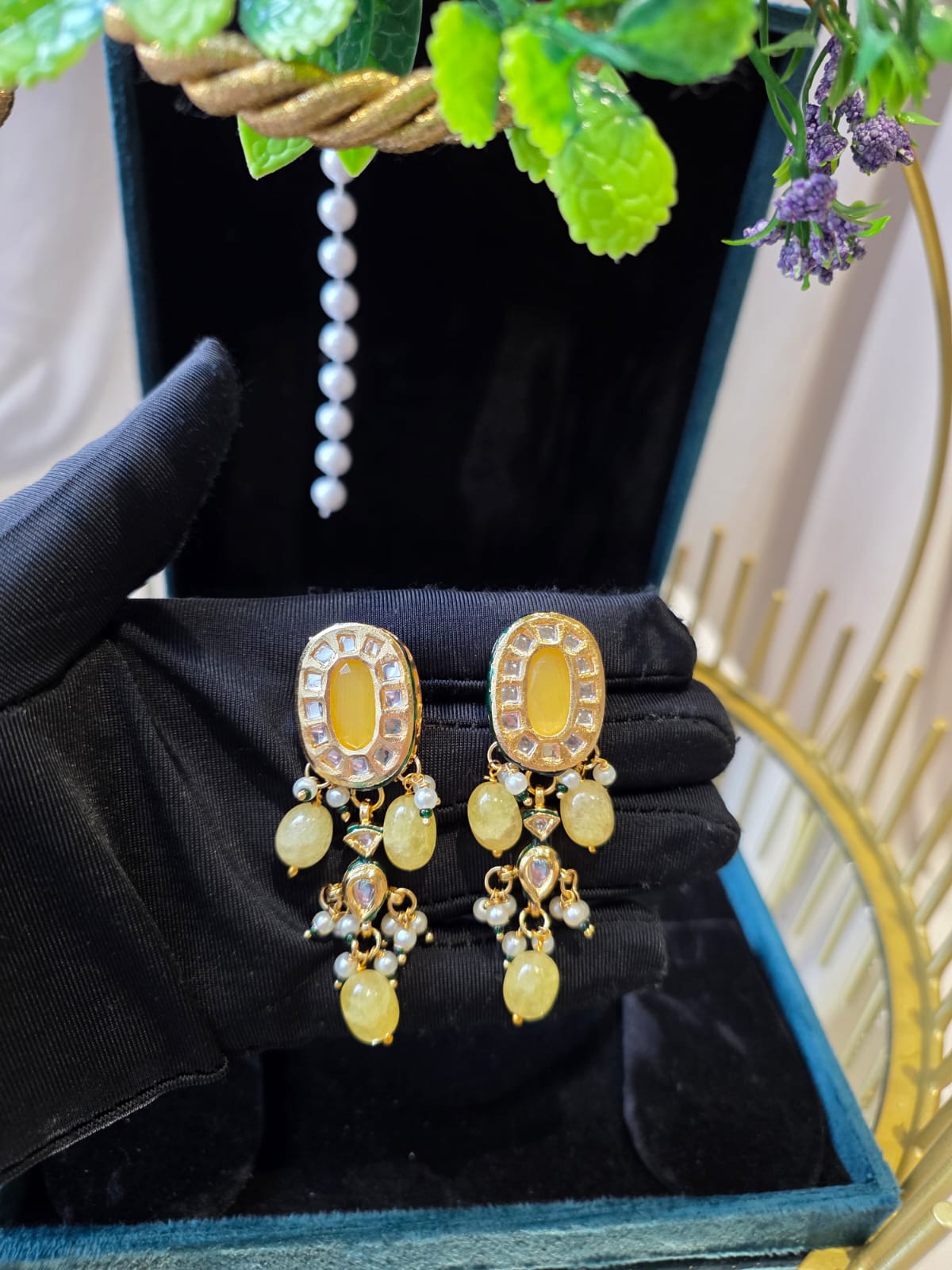 Suraya Citrine Meenakari Necklace Set