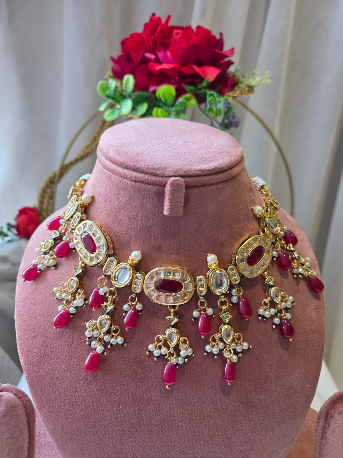 Suraya Ruby Red Meenakari Necklace Set