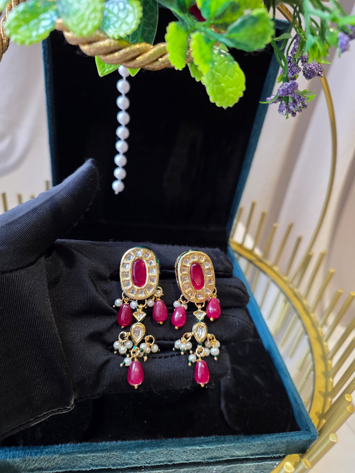 Suraya Ruby Red Meenakari Necklace Set
