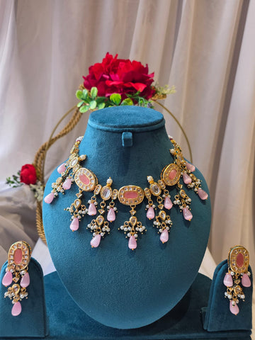 Suraya Blush Pink Meenakari Necklace Set