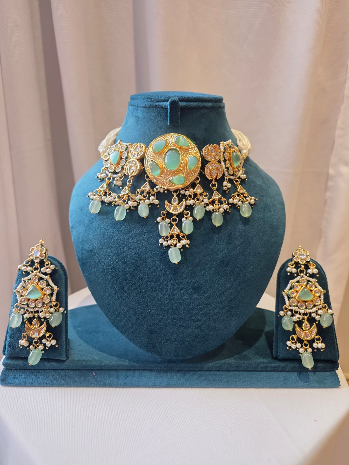 Avena Aqua Meenakari Necklace Set
