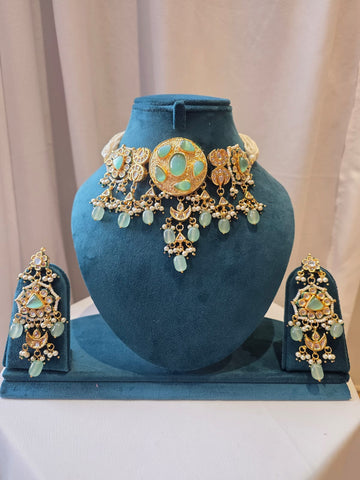 Avena Aqua Meenakari Necklace Set
