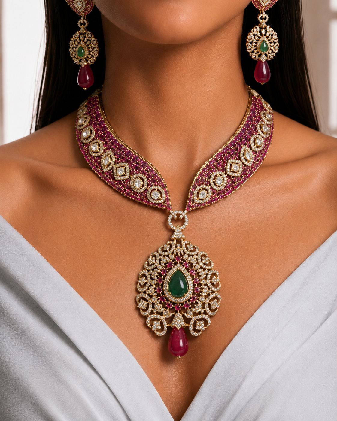 Ruhaniya Ruby Choker Set