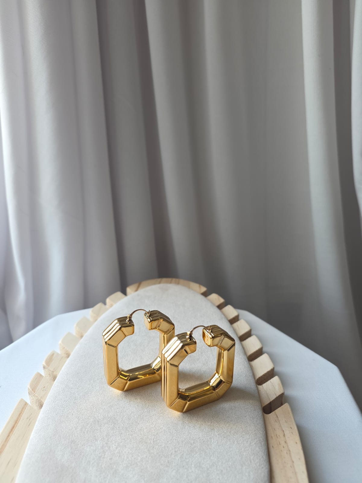 Sculpted Geometric Chunky Golden  Hoops