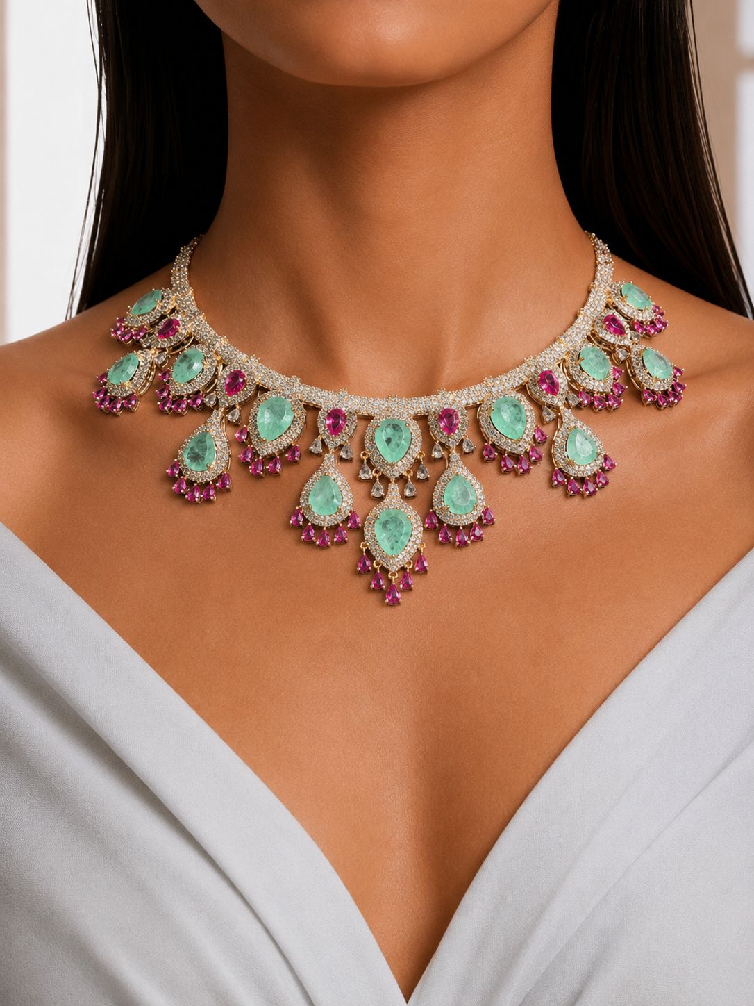 Fleur Floral Diamond Necklace Set