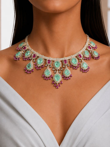 Fleur Floral Diamond Necklace Set