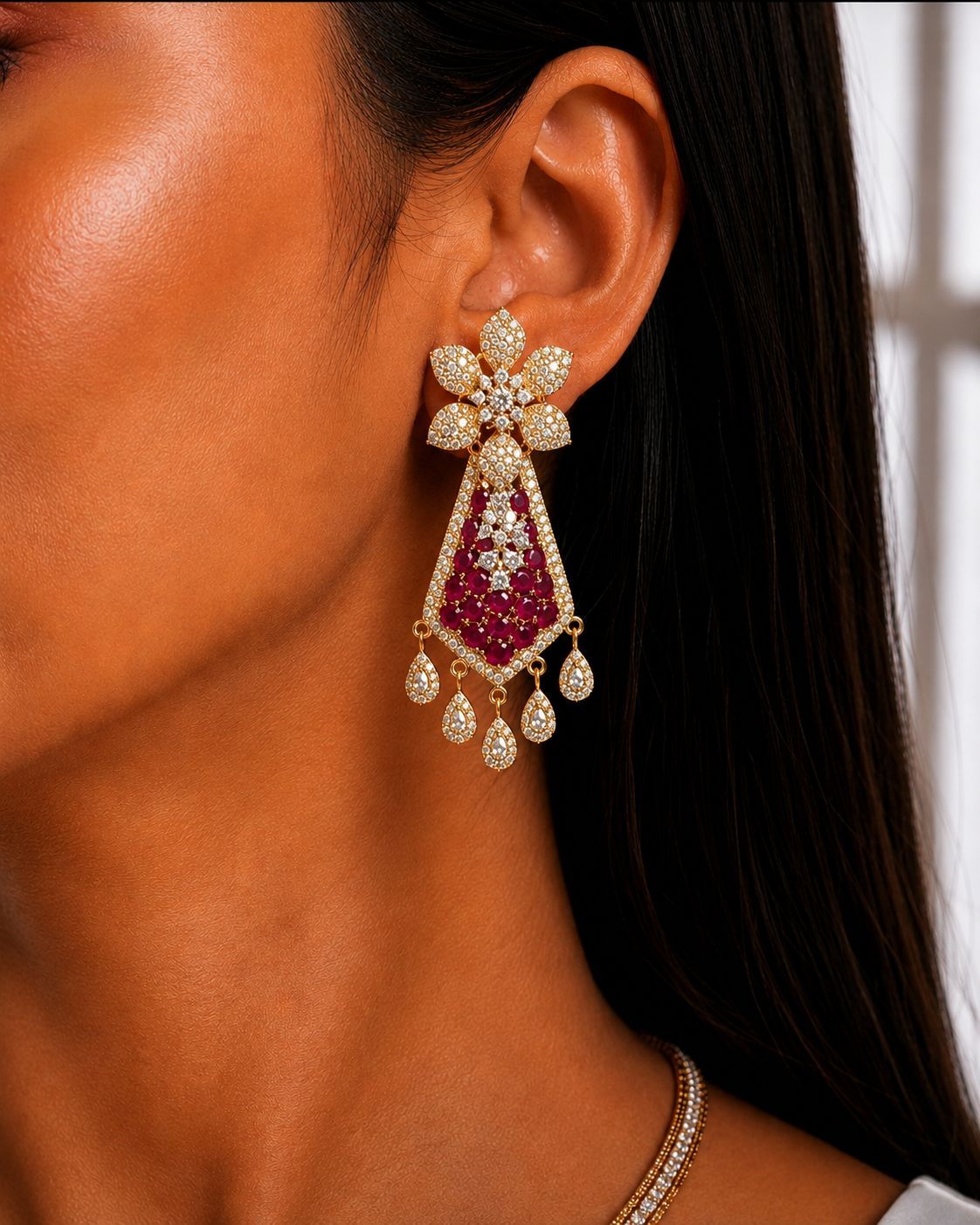 Jasmine Ruby Diamond Necklace Set