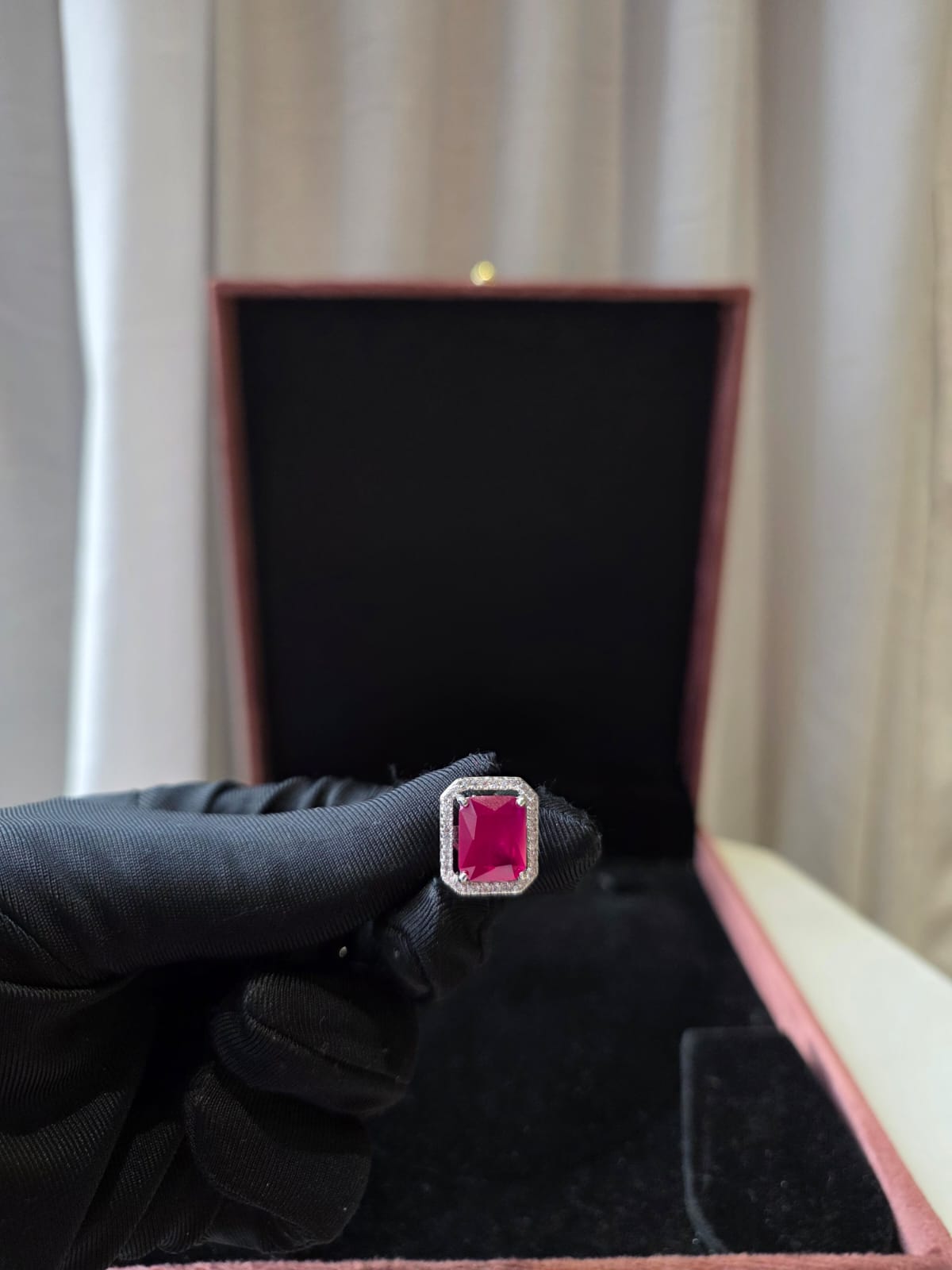 Ruby Halo Stud Earrings