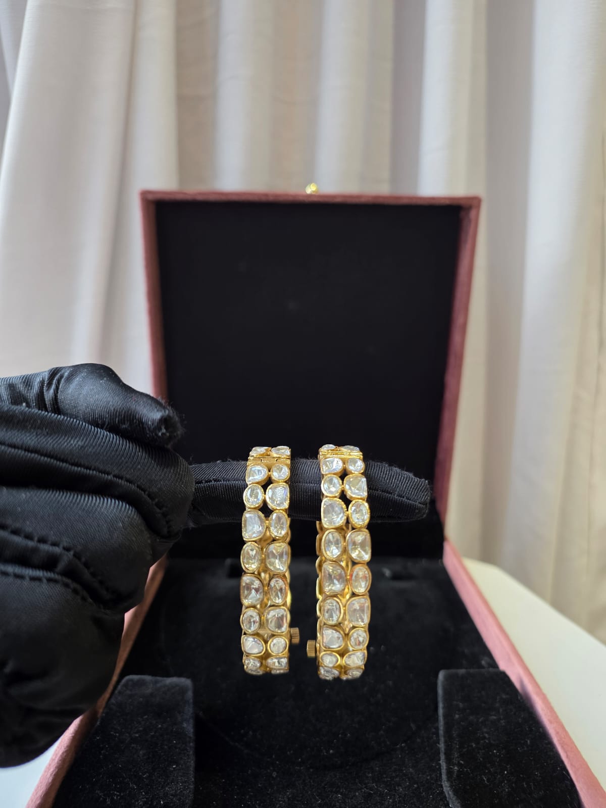 Classic Double Liners Polki Openable Bangles