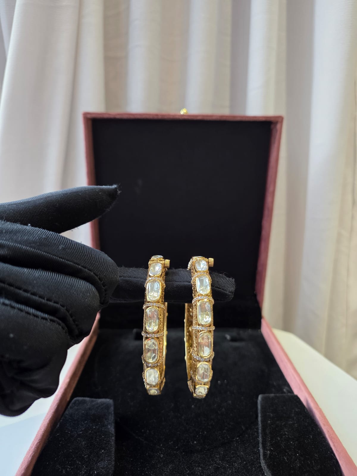 Classic Single Liners Polki Openable Bangles