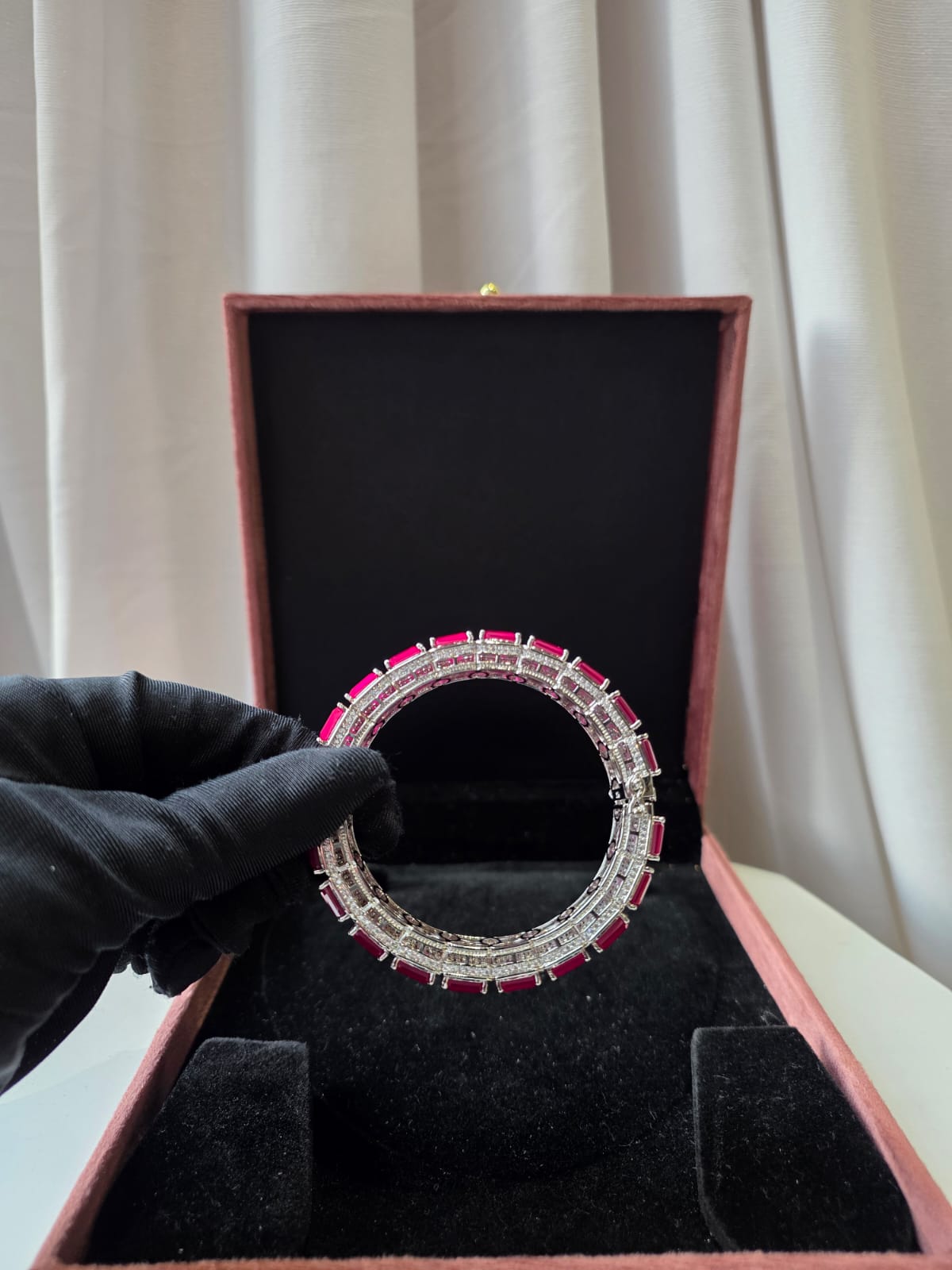 Ruby Tennis Looped Luxe Openable Bangles