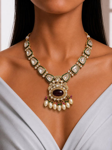 Heritage Pearl Kundan Pendant Necklace