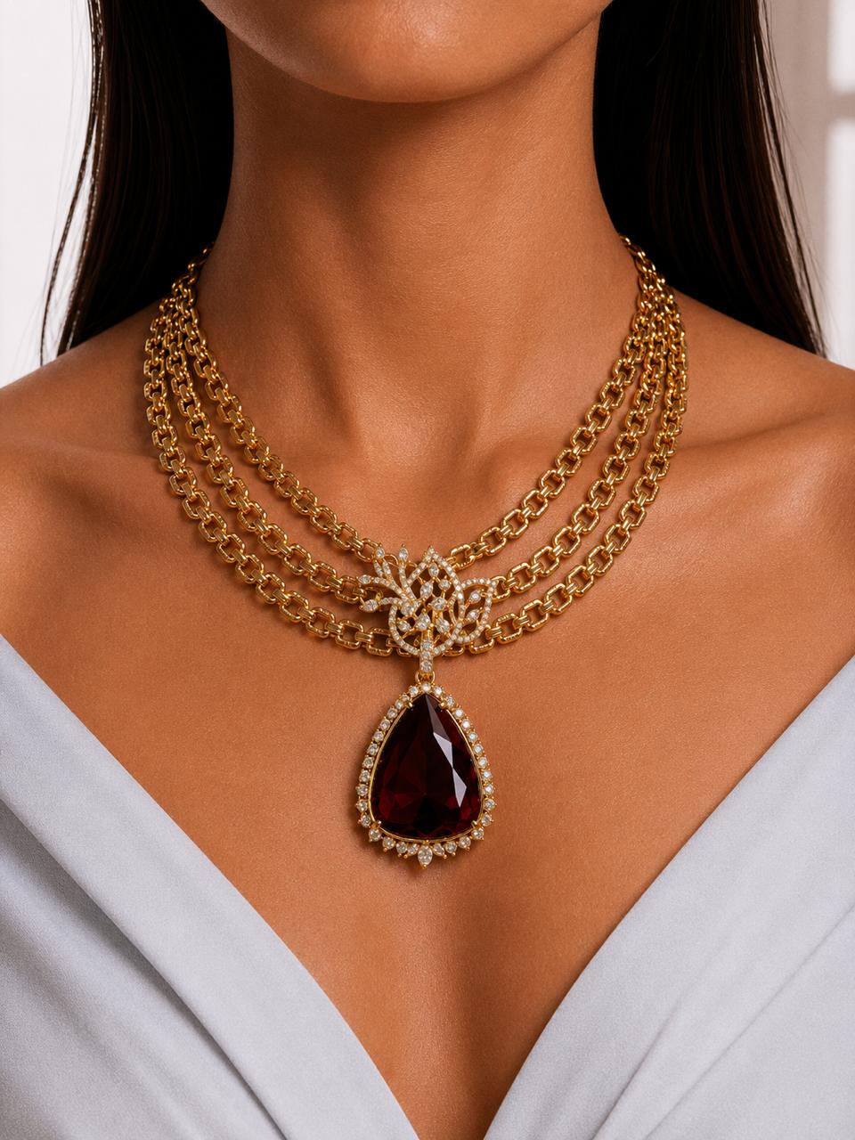Royal Crimson Cascade Necklace