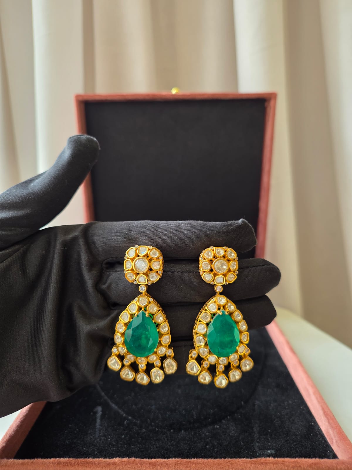 Emerald Noor Polki Earrings
