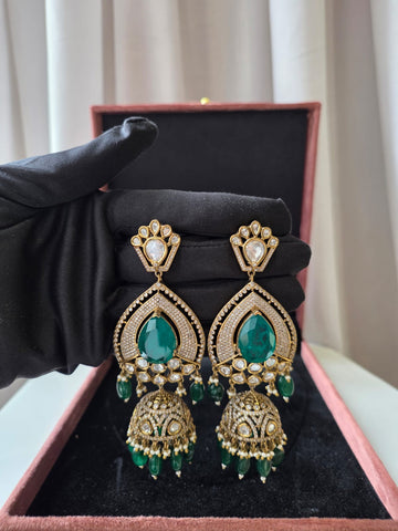 Emerald Noor Jhumkas Earrings