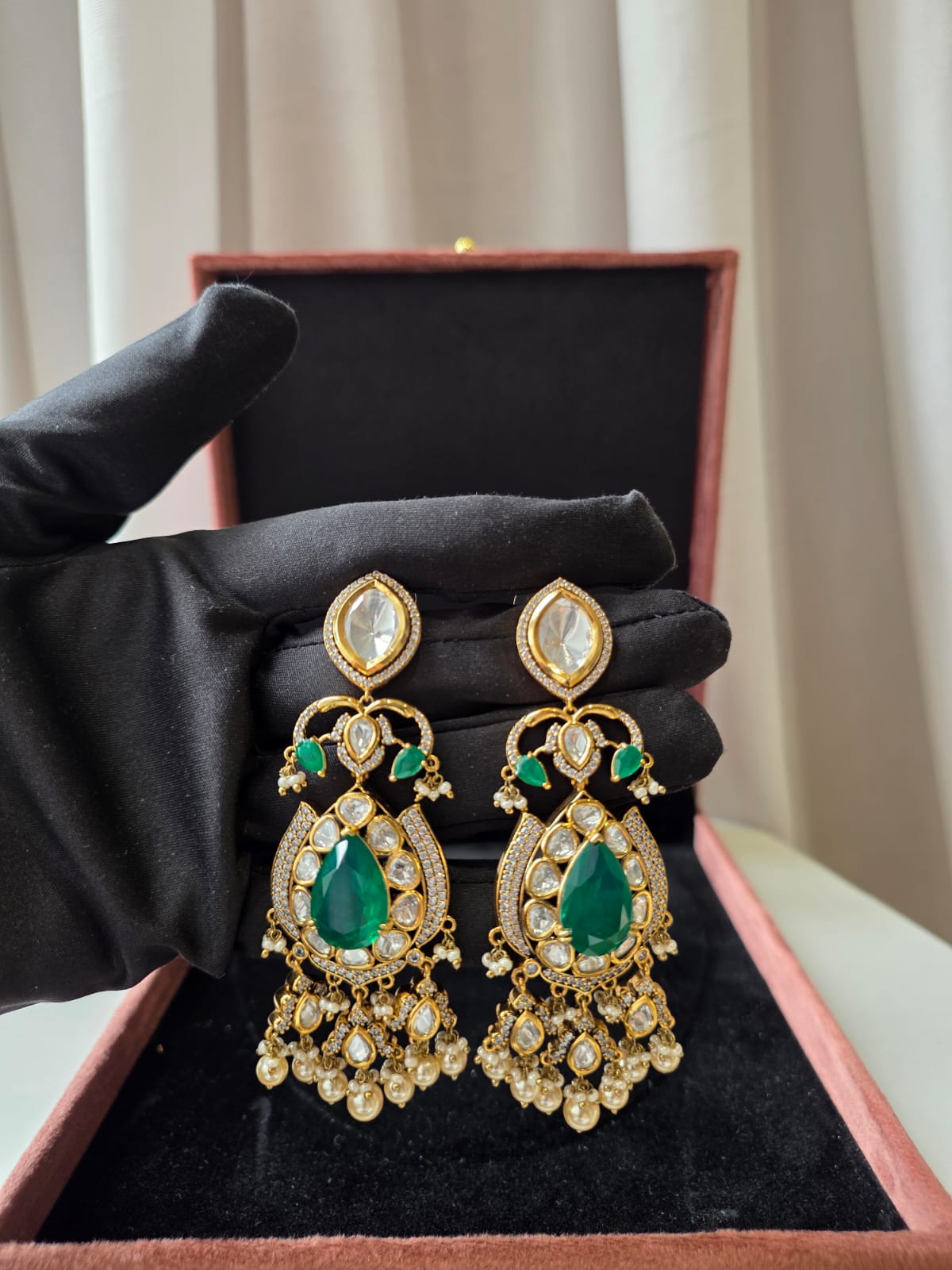 Emerald Noor Polki Earrings