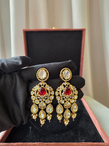 Ruby Ripple Drop Polki Earrings