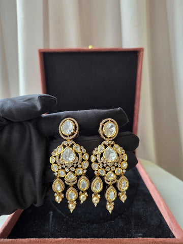 Ivory Ripple Drop Polki Earrings