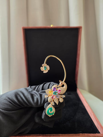 Celeste Peacock Floral Ear Cuff