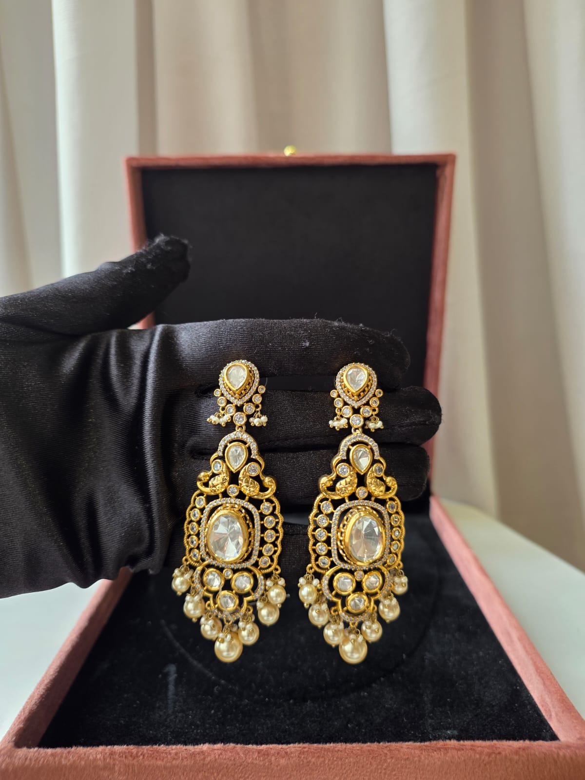 Noor Kundan Pearl Drop Earrings