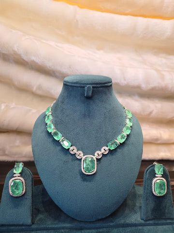 Emerald Link Statement Necklace Set