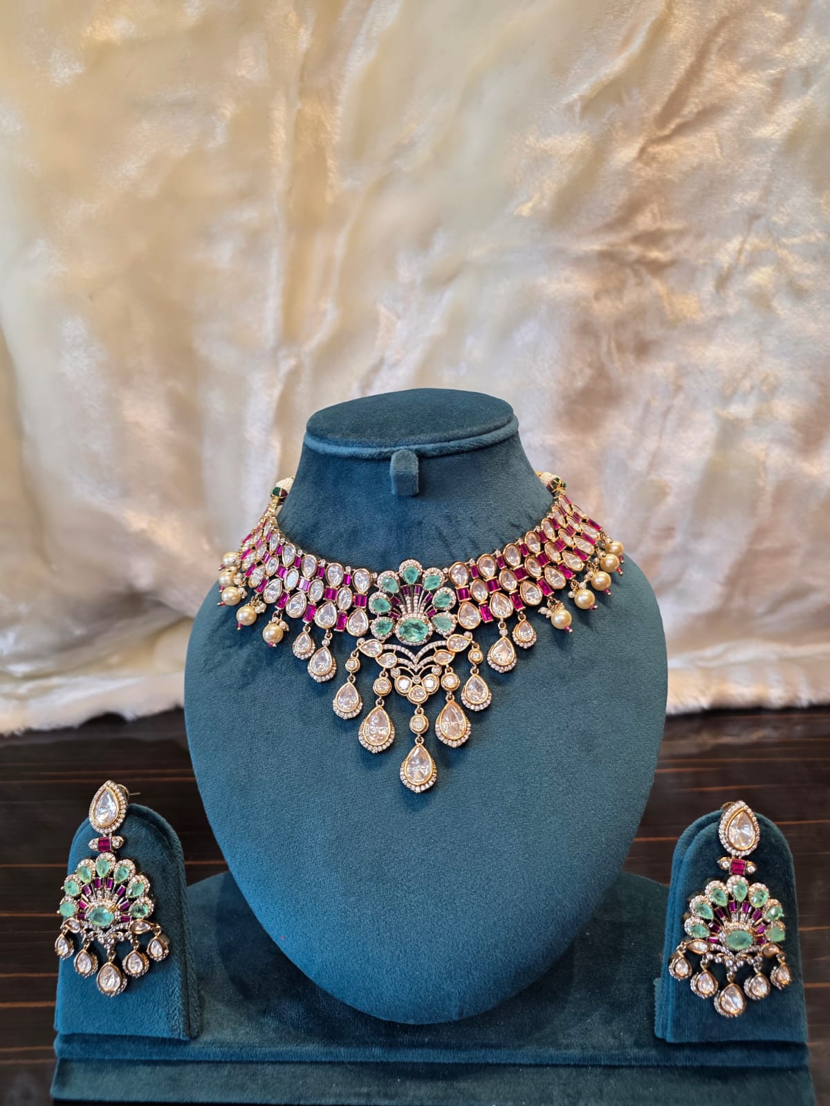 Ruby Crystal Drop Statement Choker Set